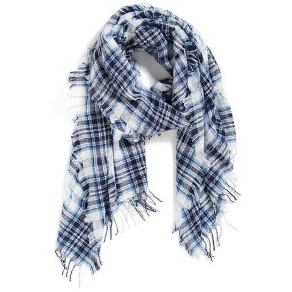 Madewell Openweave Scarf in Fulton Plaid, Blue OS